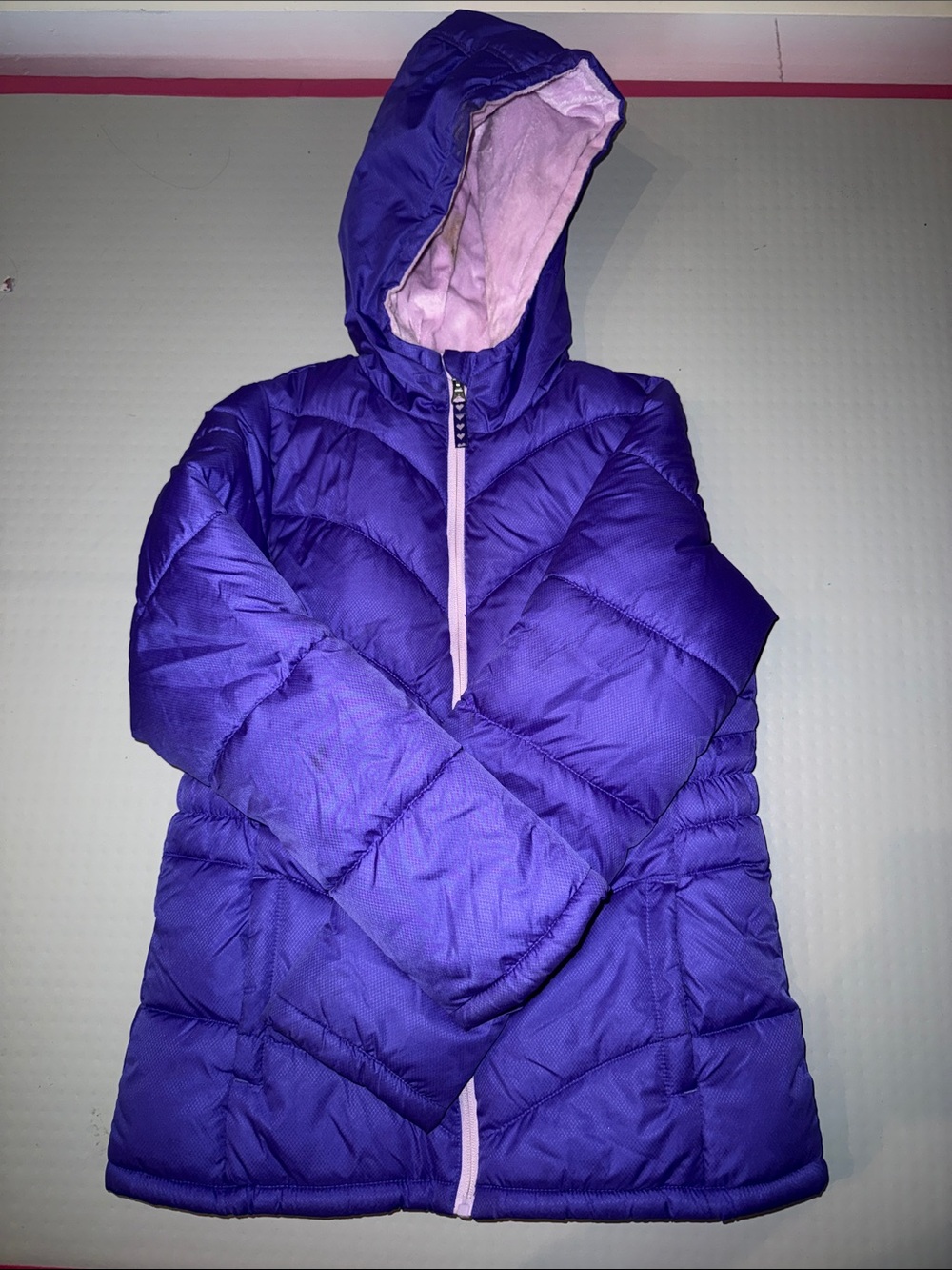 Kids Purple Hooded Puffer Jacket - Lightweight Warmth